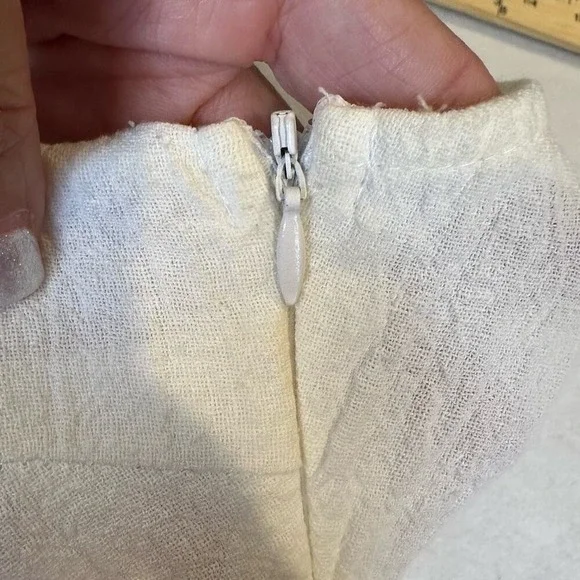 Doe & Rae Cream Lace Linen Cotton Cottage Coquette halter mini Dress Small boho - Picture 9 of 14